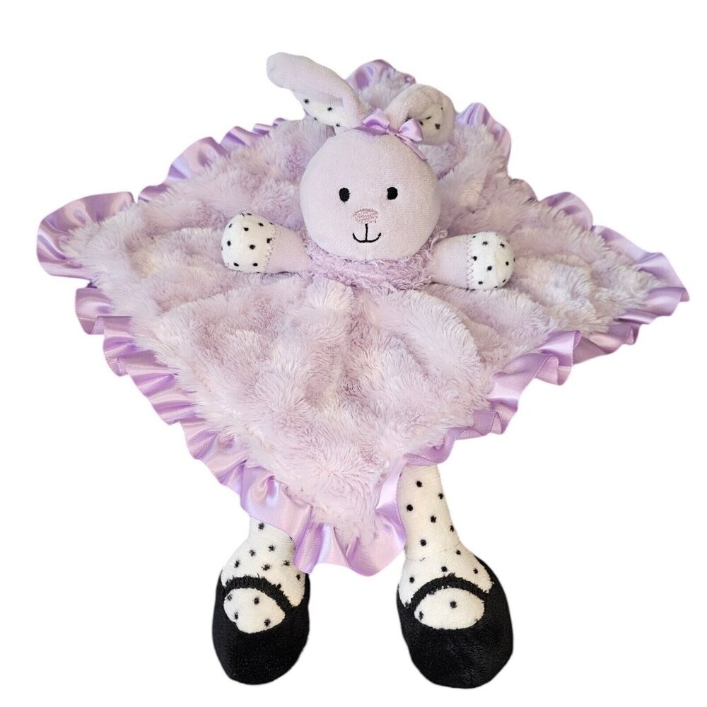 Baby Starters Bunny Lovey Rabbit Purple Security Blanket Rattle Plush Satin Trim